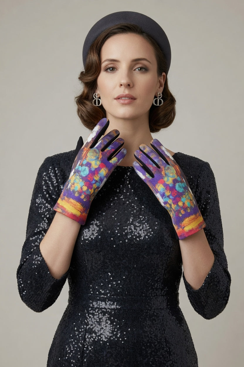 Waterlilies Sunset Art Gloves – Impressionist Touchscreen Gloves