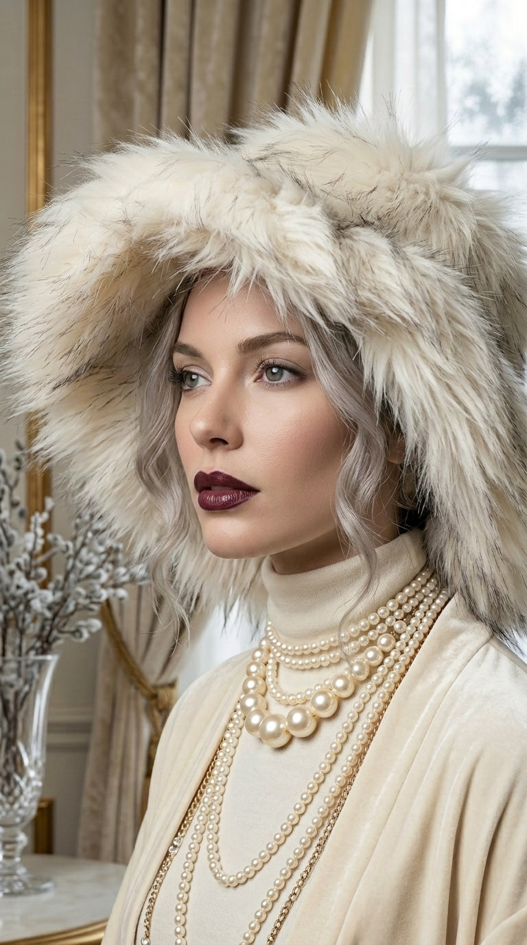 Snow Queen Luxe Extra Wide Brim Faux Fur Hat