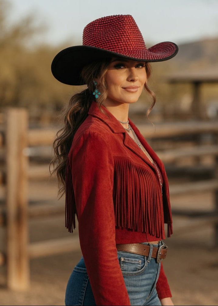 Red Cowboy Hat Full Rhinestones