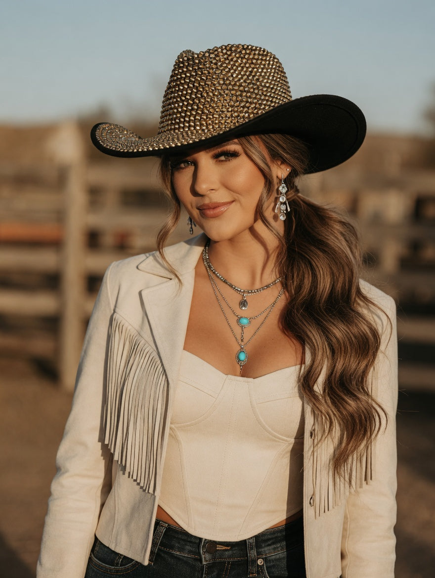 Gold Cowboy Hat Full Rhinestones