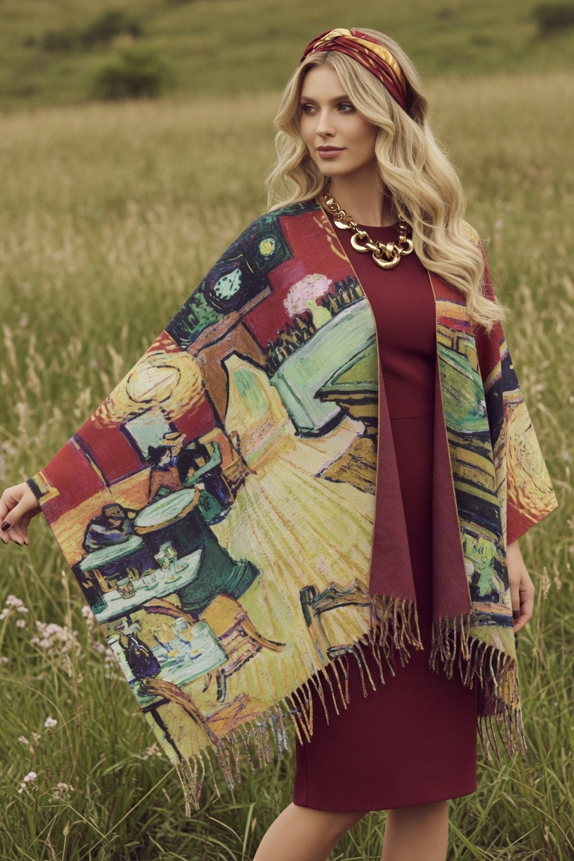 Night Cafe Art Ruana – Bold Evening Wrap