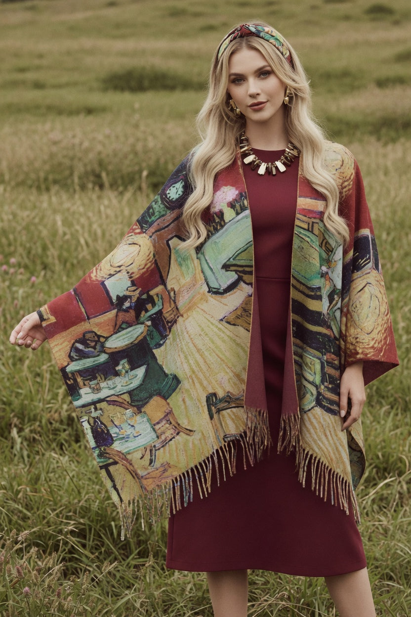 Night Cafe Art Ruana – Bold Evening Wrap