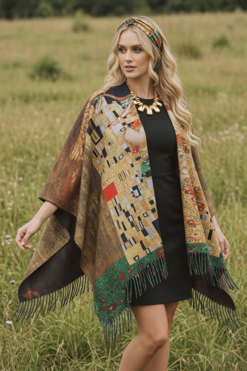 The Kiss Art Ruana – Romantic Gold Wrap