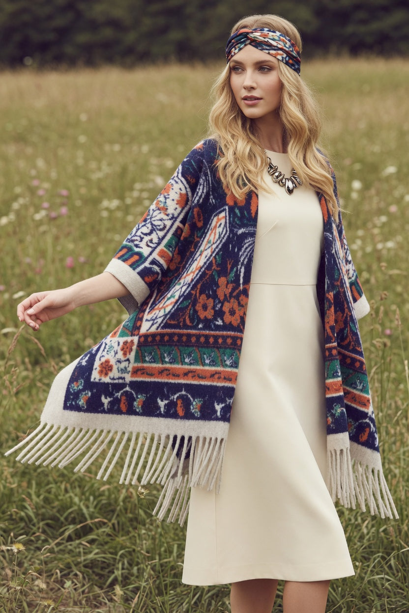 Wild Bloom Tapestry Ruana – Colorful Floral Wrap
