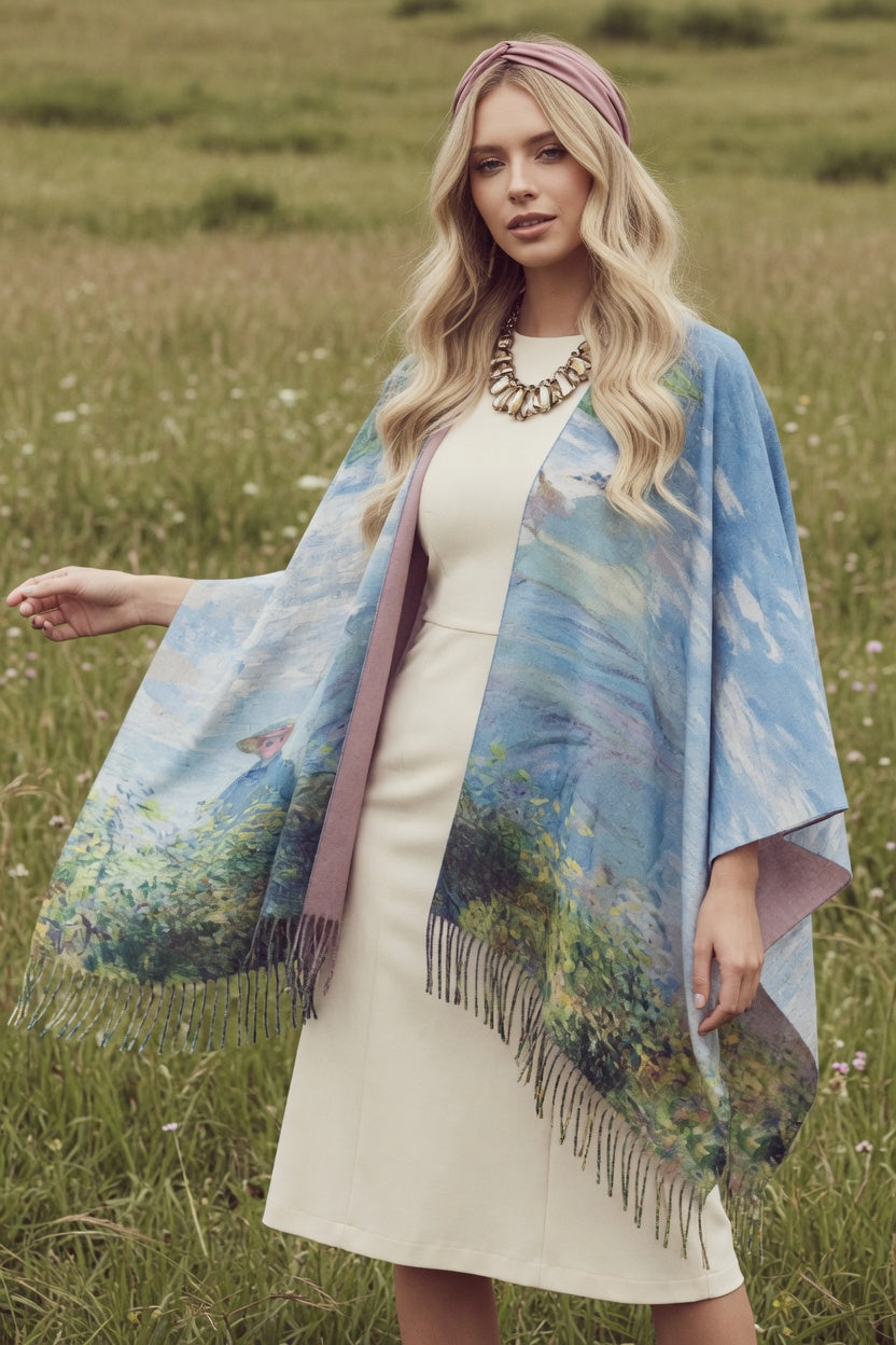 Woman Parasol Art Ruana – Soft Elegant Wrap