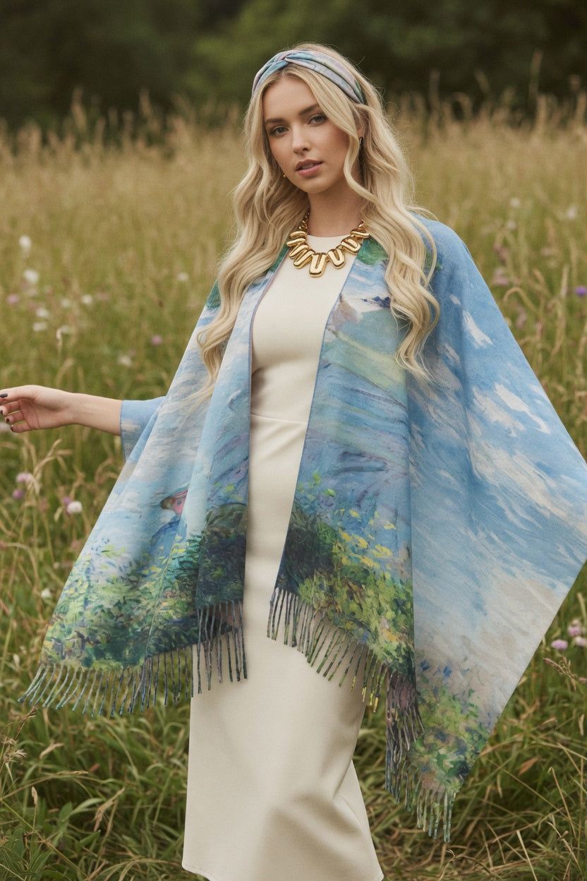 Woman Parasol Art Ruana – Soft Elegant Wrap