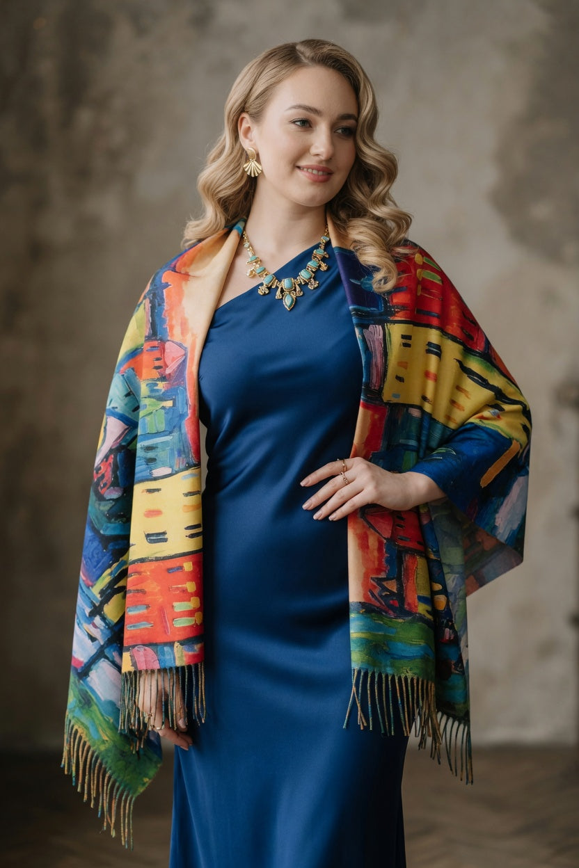 Colorful Cityscape Art Scarf