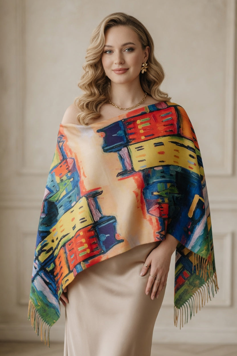 Colorful Cityscape Art Scarf