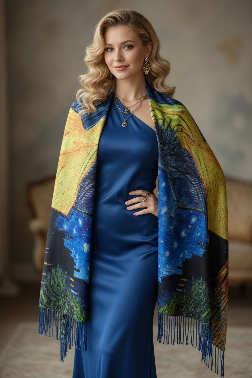 Golden Night Café Art Scarf