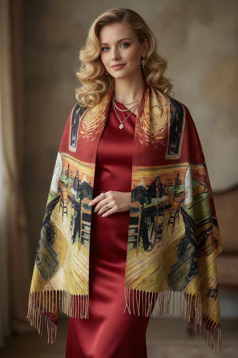 Midnight Café Mood Art Scarf