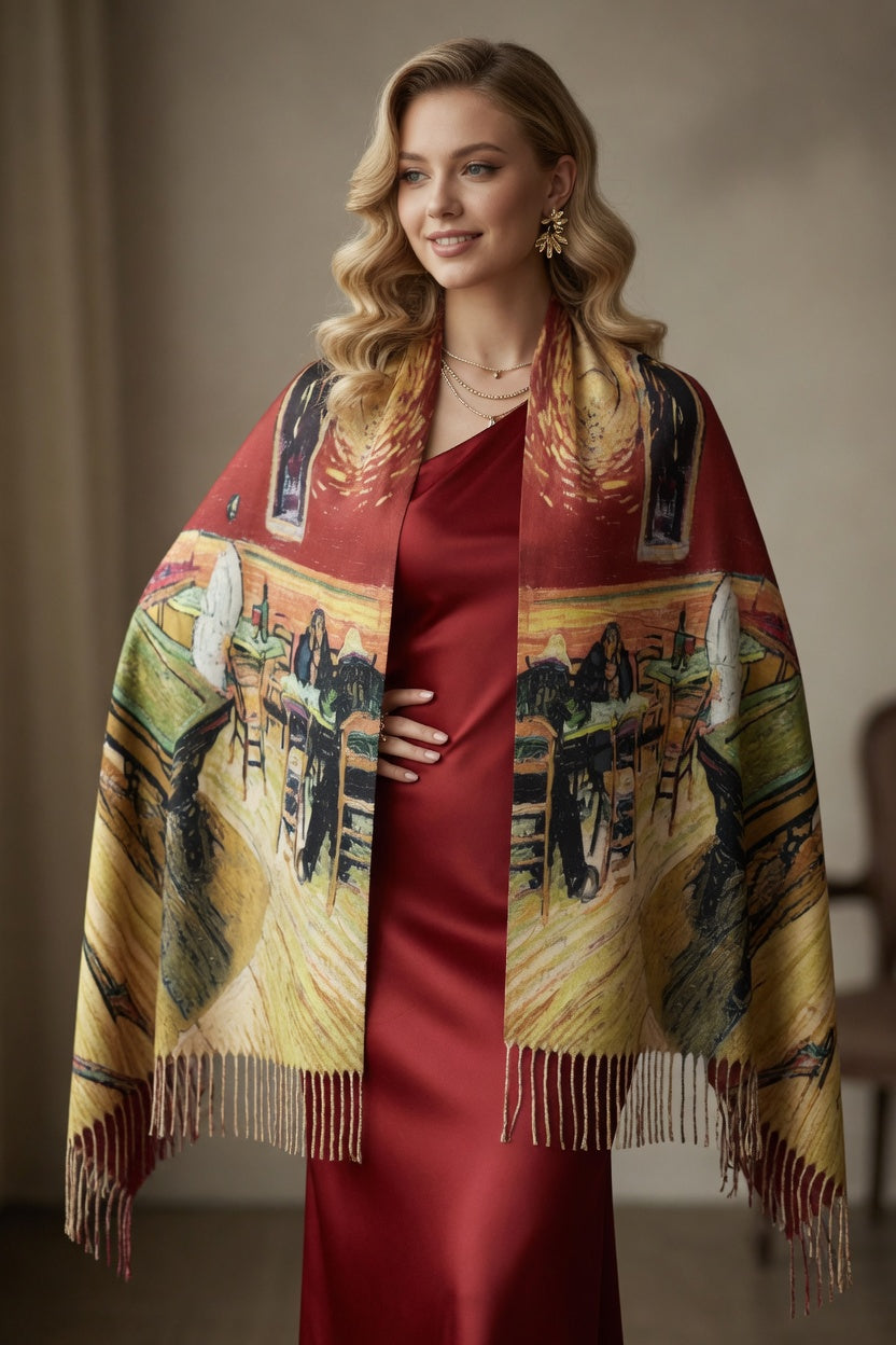 Midnight Café Mood Art Scarf
