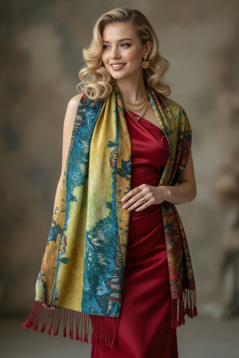 Autumn Vineyard Glow Art Scarf