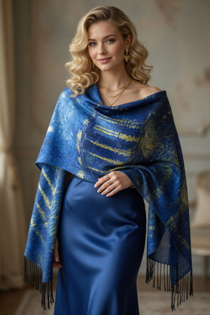 Rhone Night Reflection Art Scarf