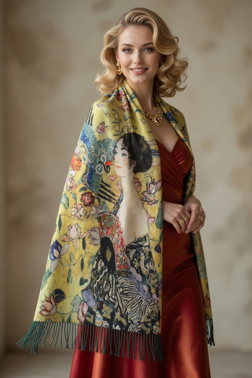 Lady with a Fan Grace Art Scarf