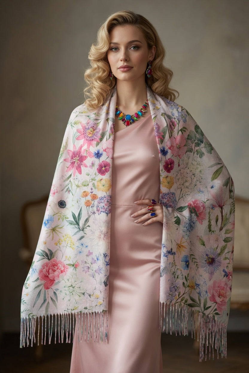 Botanical Floral Art Scarf – Nature Inspired Wrap