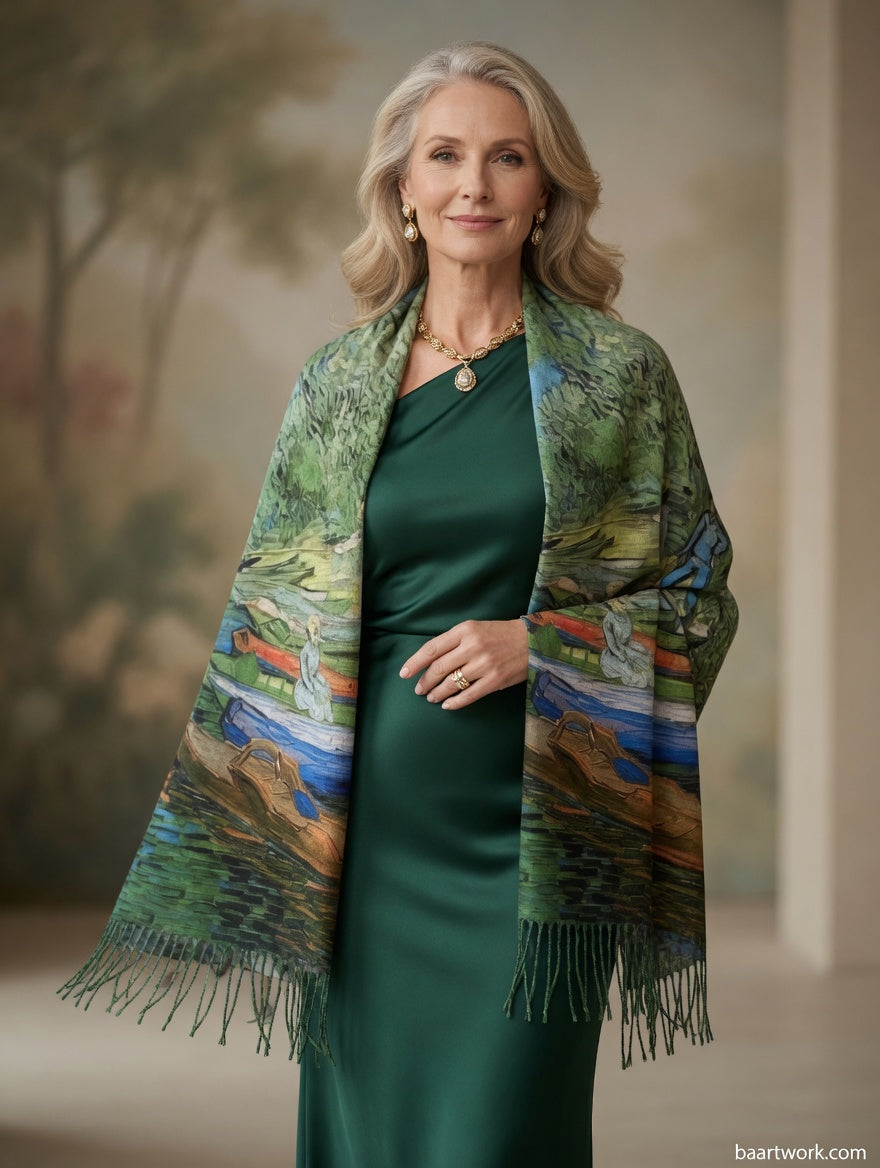 Fishing in Spring Art Scarf – Nature Scene Wrap
