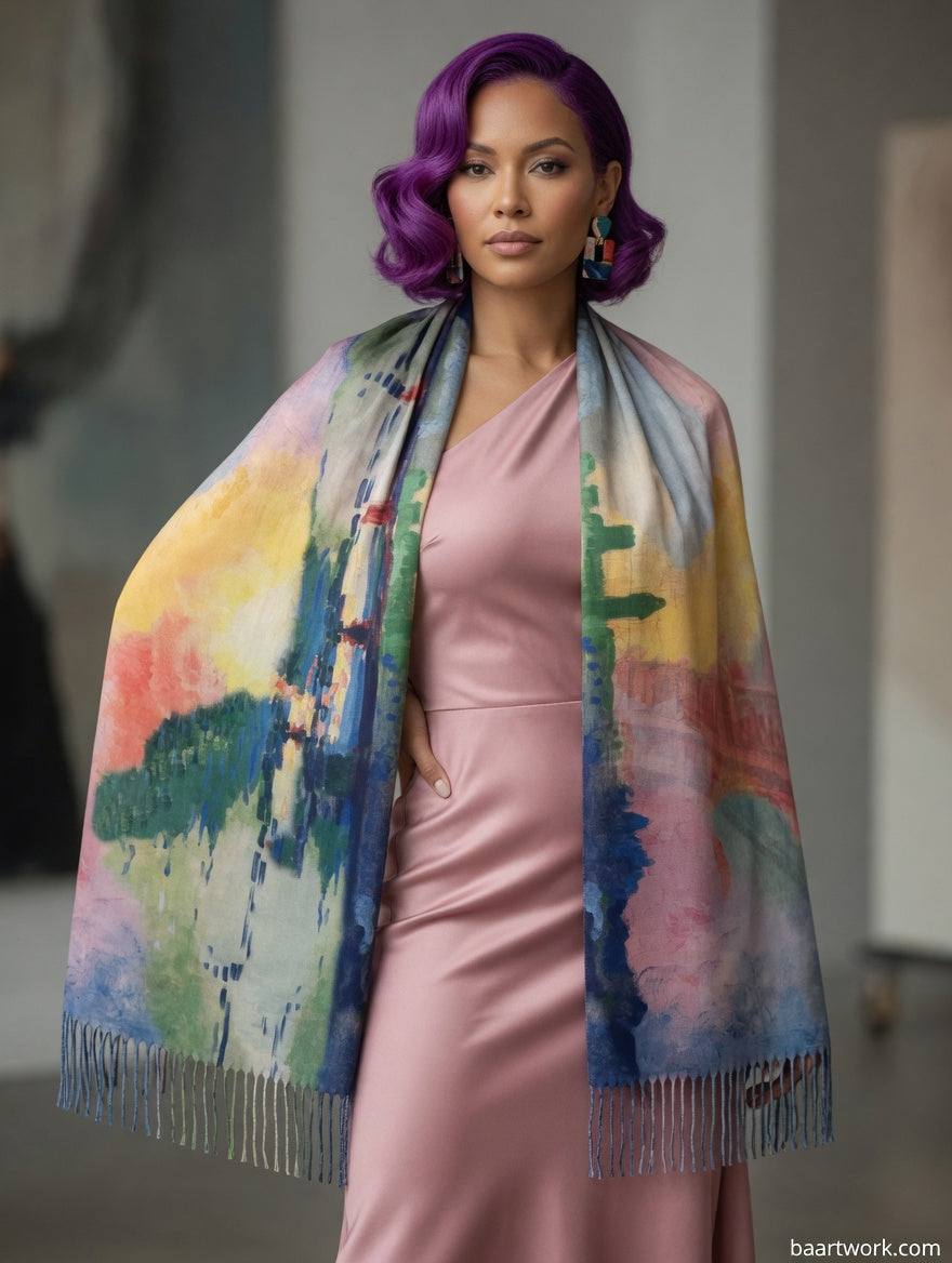 City Reflections Art Scarf – Modern Abstract Wrap