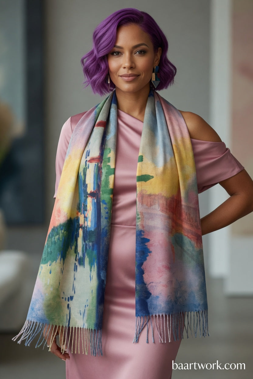 City Reflections Art Scarf – Modern Abstract Wrap