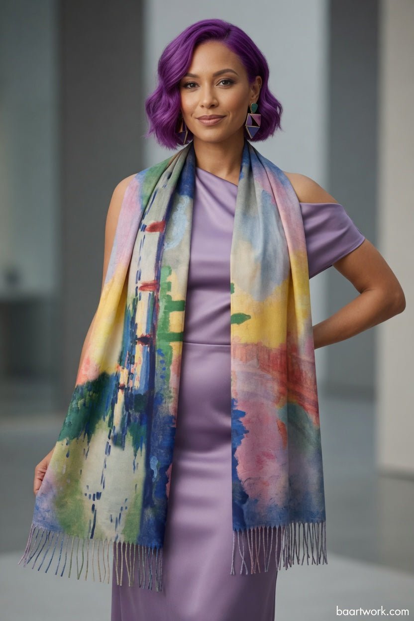 City Reflections Art Scarf – Modern Abstract Wrap