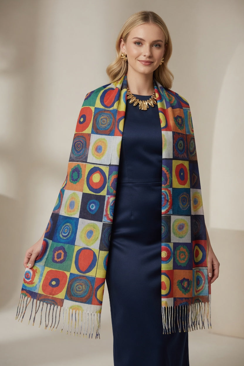 Geometric Color Block Scarf – Modern Design Wrap