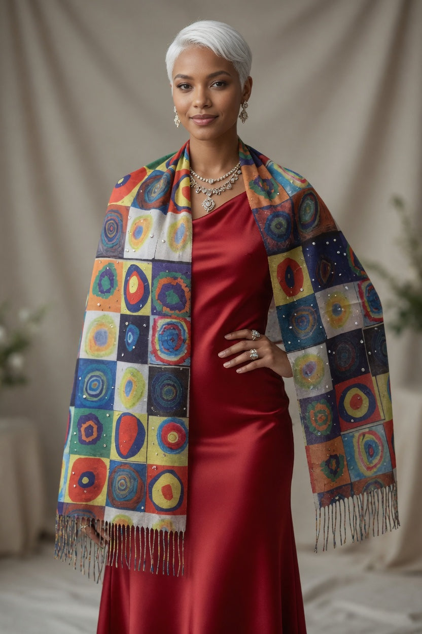 Geometric Color Block Scarf – Modern Design Wrap