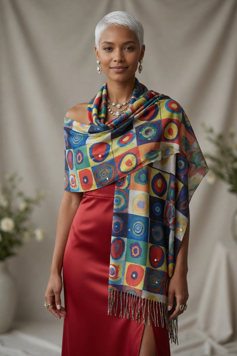 Geometric Color Block Scarf – Modern Design Wrap