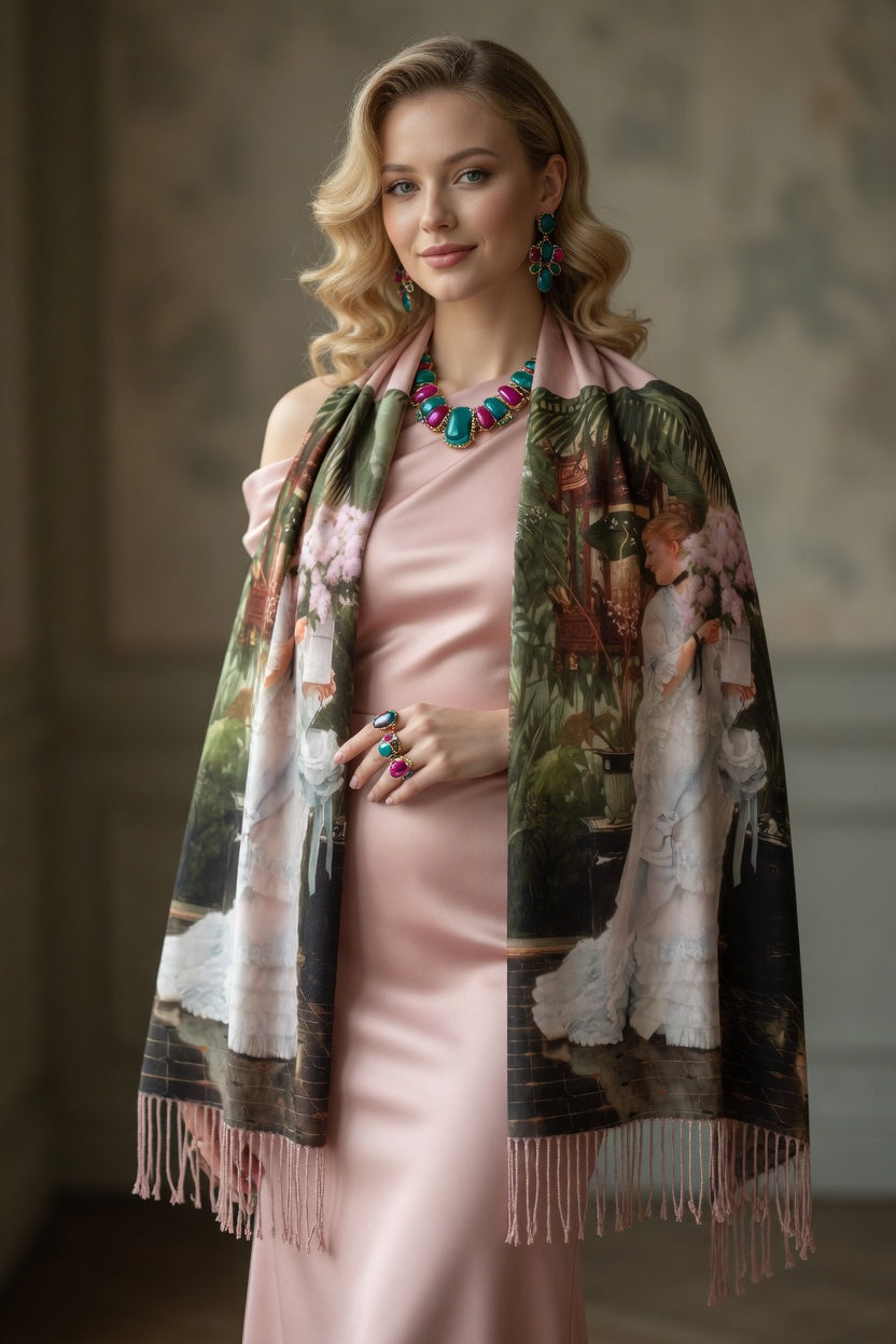 In the Conservatory Art Scarf – Garden Elegance Wrap