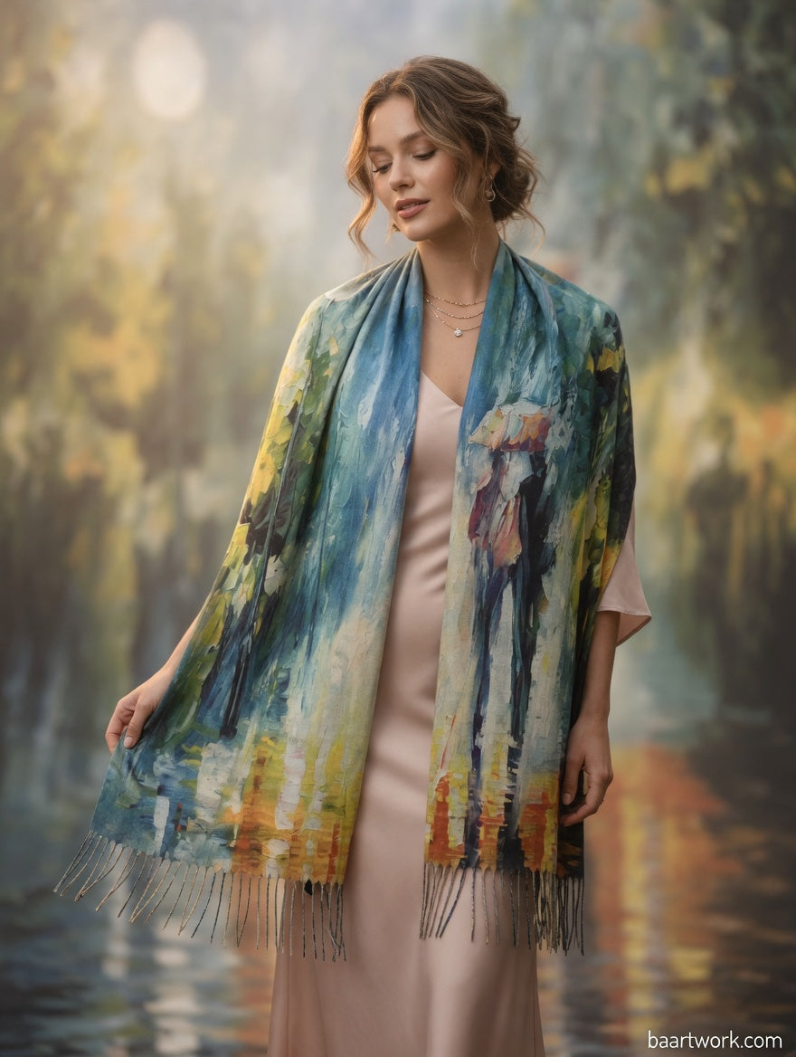 Rainy Street Art Scarf – Romantic City Wrap