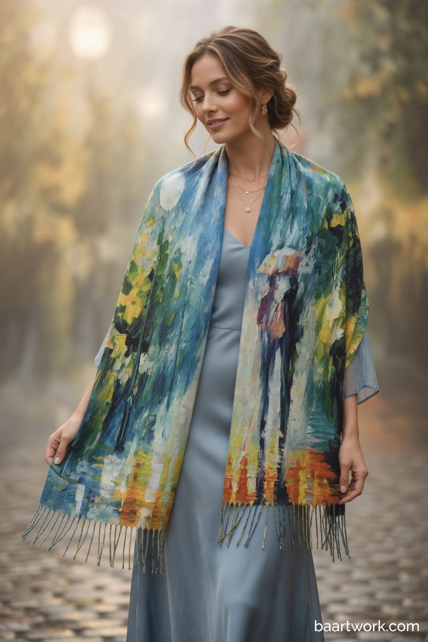 Rainy Street Art Scarf – Romantic City Wrap