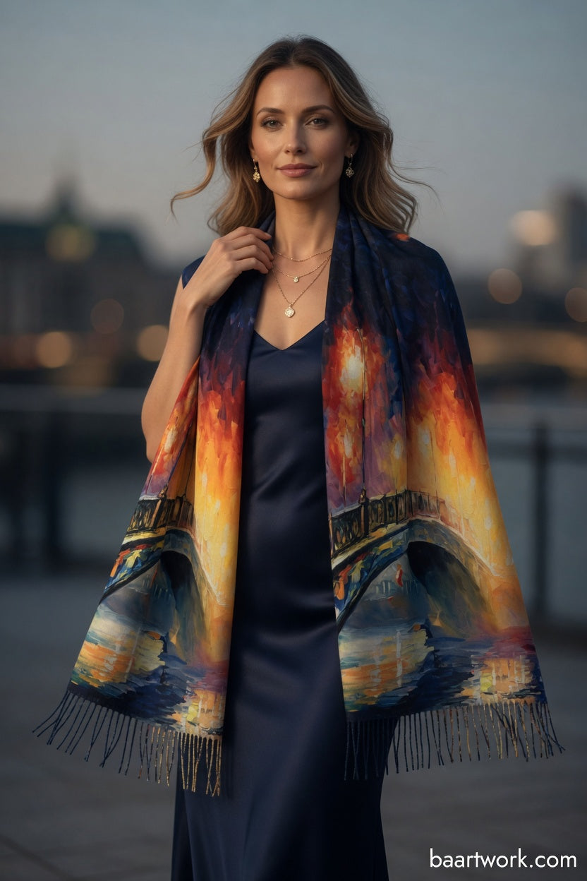 Romantic Cityscape Scarf – Elegant Urban Wrap