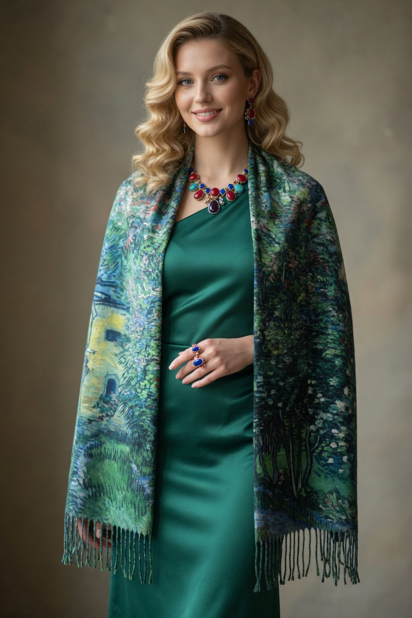 Garden at Saint-Remy Art Scarf – Expressive Landscape Wrap