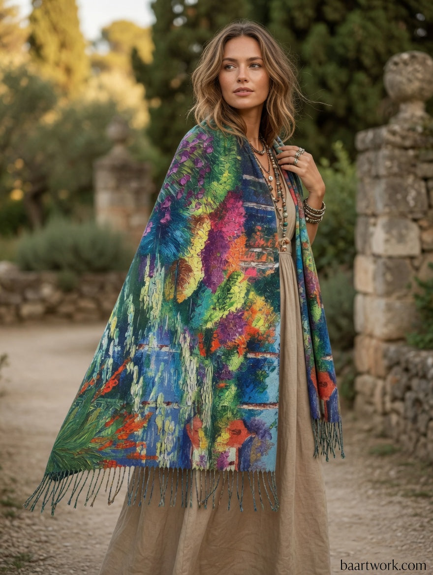 Colorful Waterlilies Art Scarf – Soft Impression Wrap
