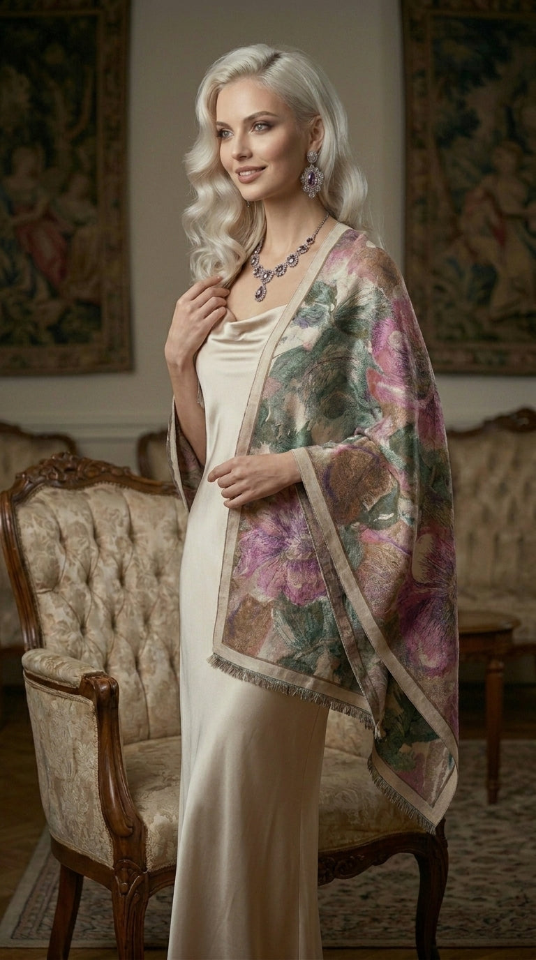 Flower Garden Lavender Premium Scarf