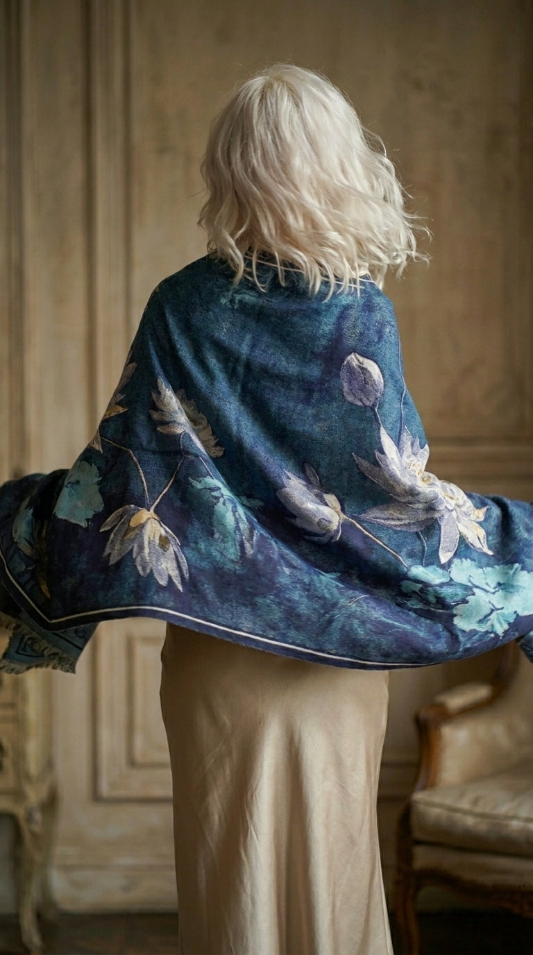 Midnight Water Lily Premium Scarf