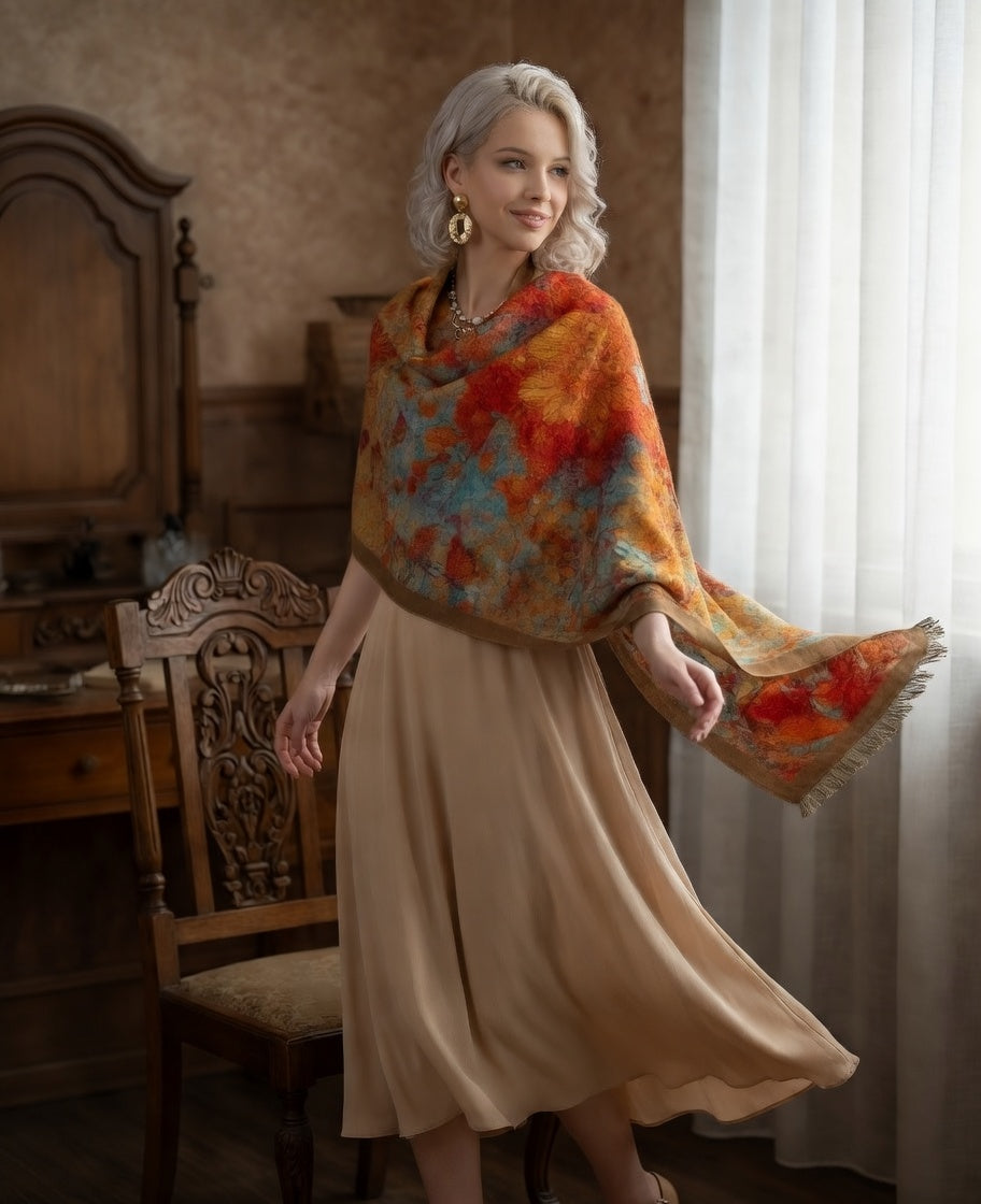 Monarchs Gliding Over Garden Premium Scarf