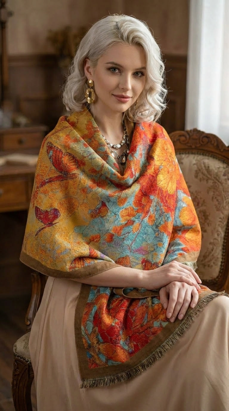 Monarchs Gliding Over Garden Premium Scarf