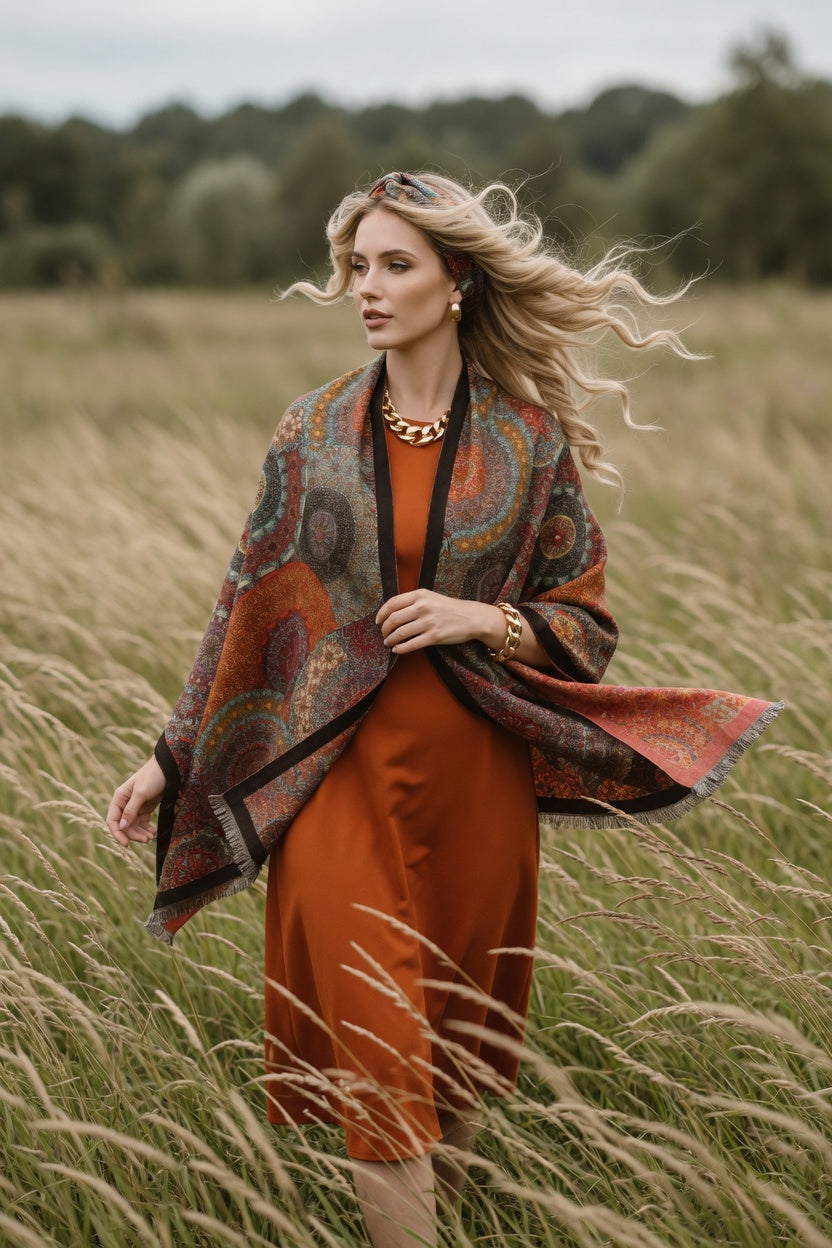 Overlapping Flower Premium Scarf