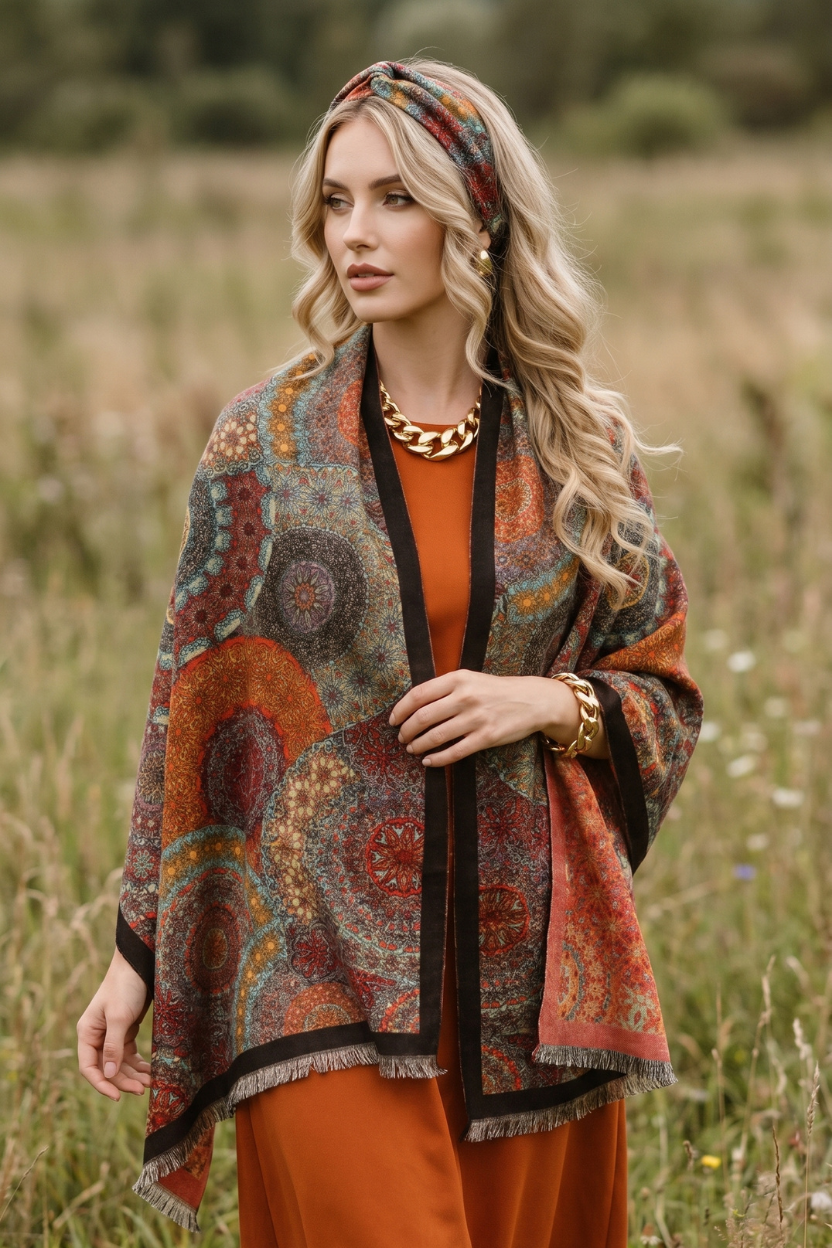 Overlapping Flower Premium Scarf