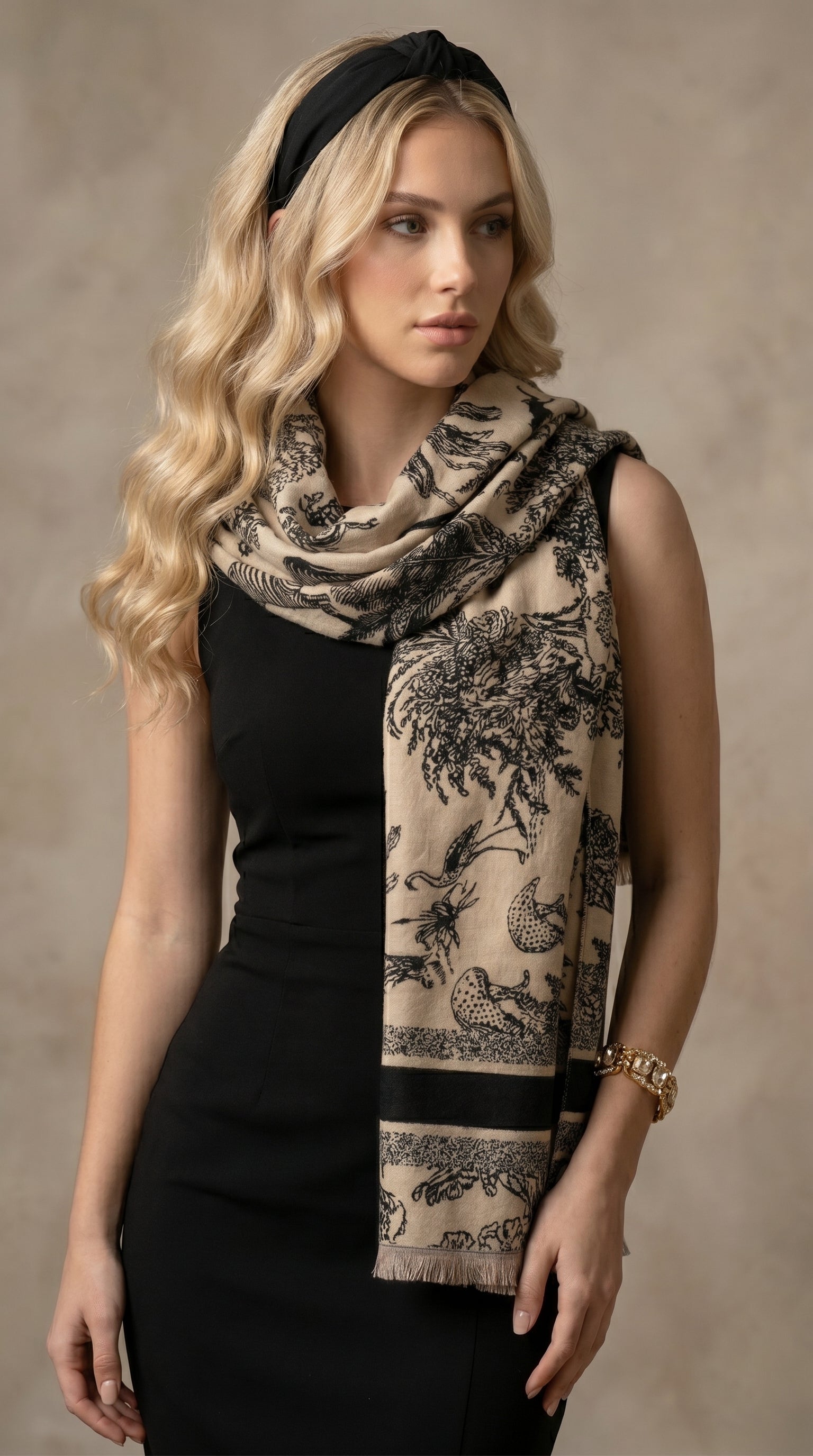 Safari Black Ivory Premium Scarf