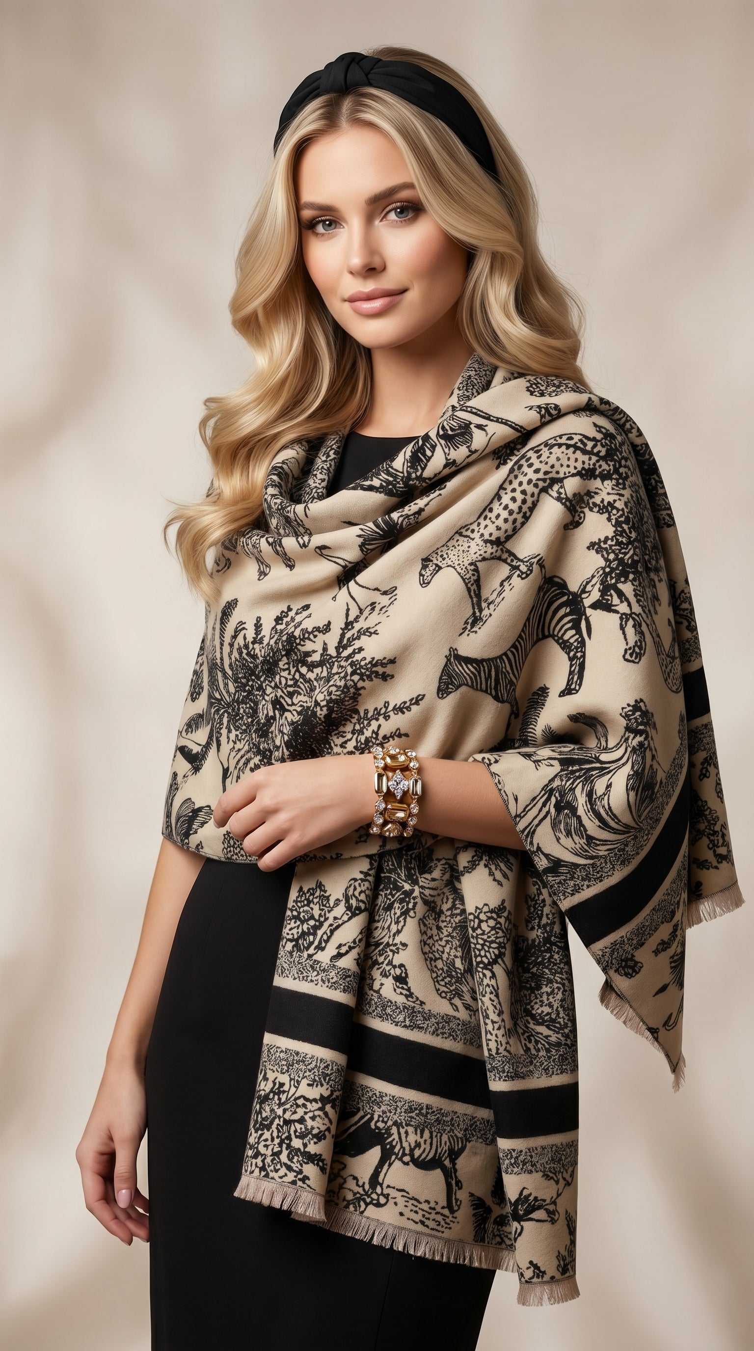 Safari Black Ivory Premium Scarf