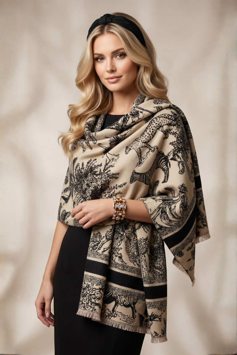 Safari Black Ivory Premium Scarf
