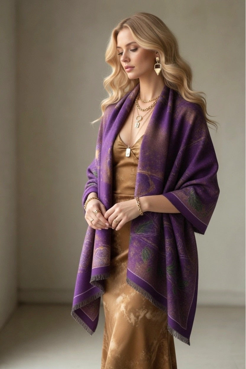 Shimmering Roses Purple Premium Scarf