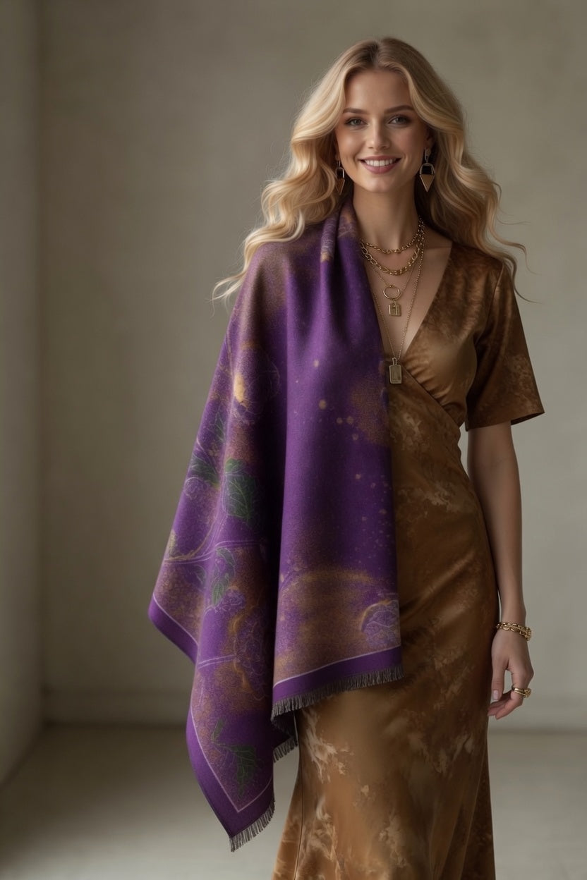 Shimmering Roses Purple Premium Scarf