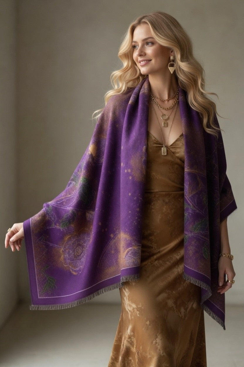 Shimmering Roses Purple Premium Scarf