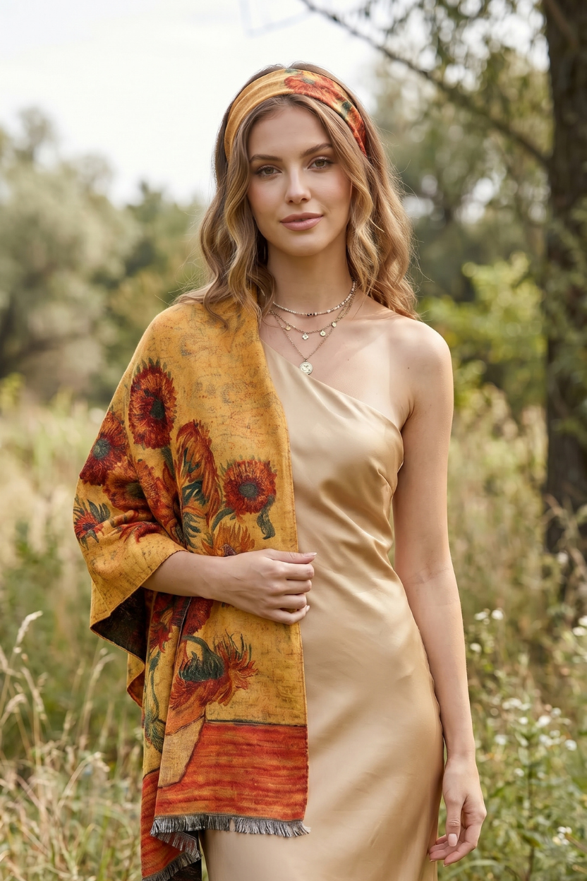 Sunflowers in a Vase Premium Scarf