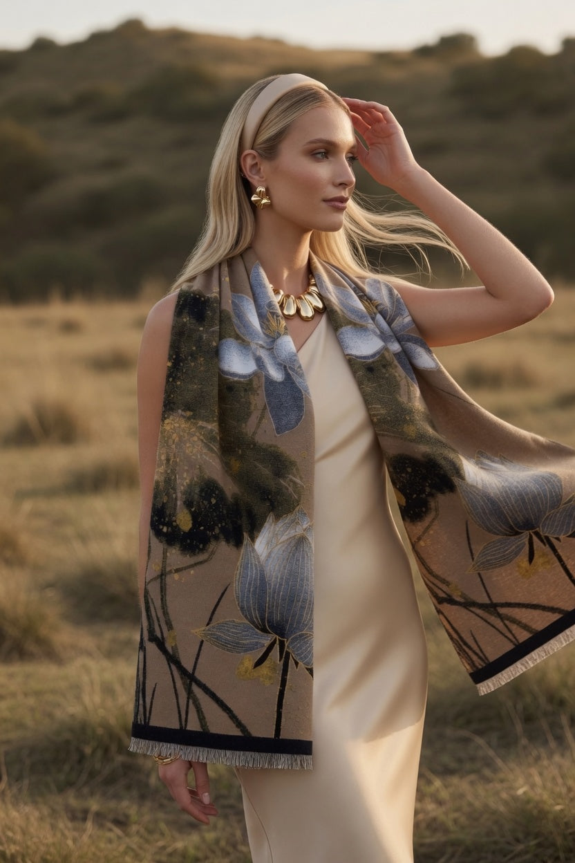 Sunset Water Lily Premium Scarf