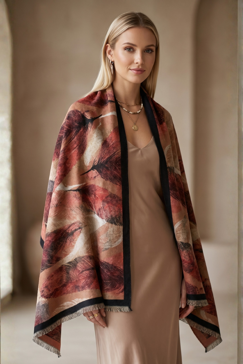 Warm Feather Brown Premium Scarf