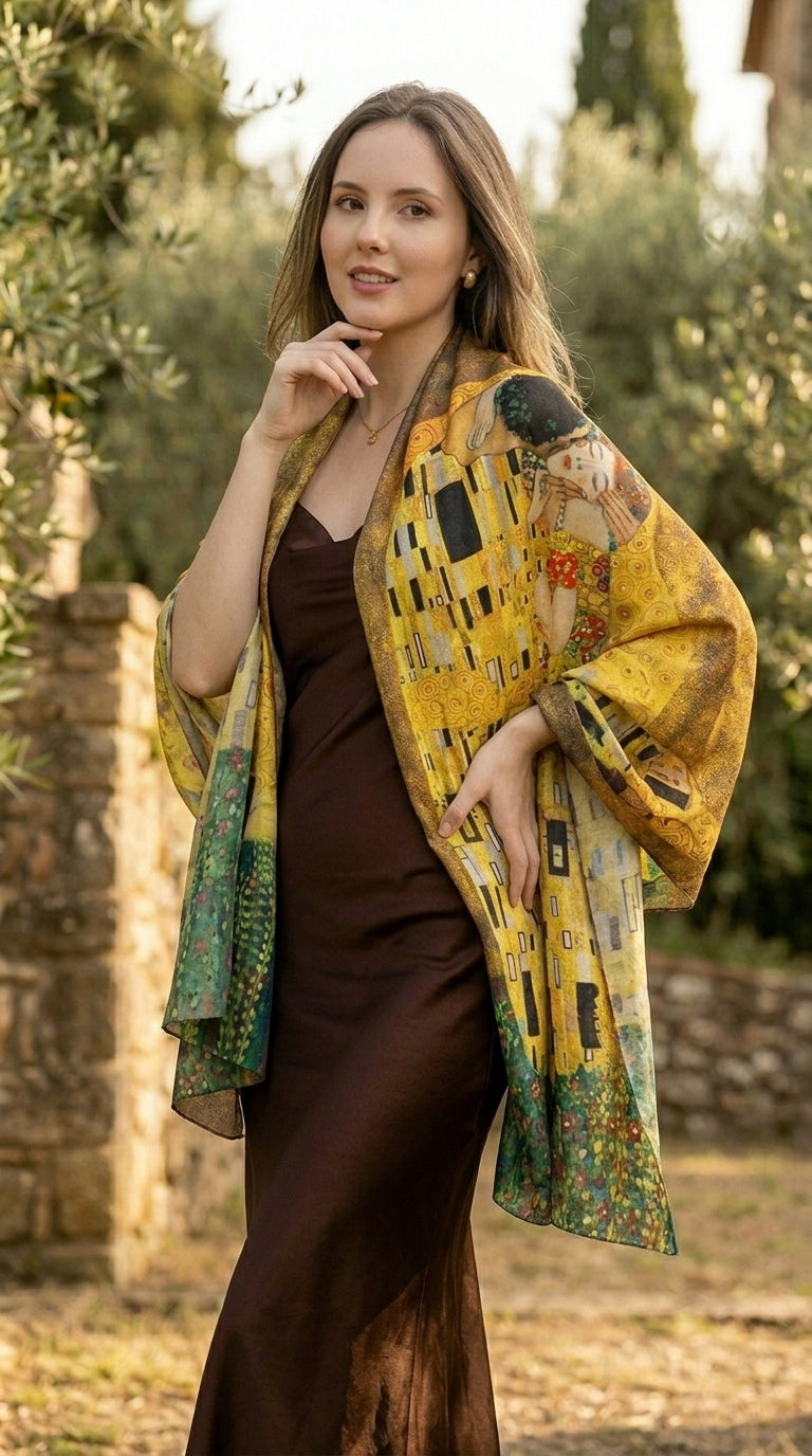 The Kiss Romantic Silky Art Scarf