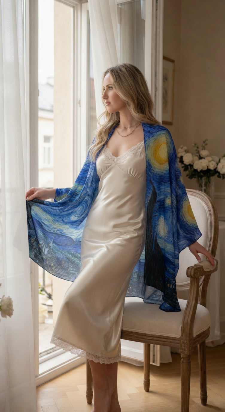 Starry Night Silky Art Scarf