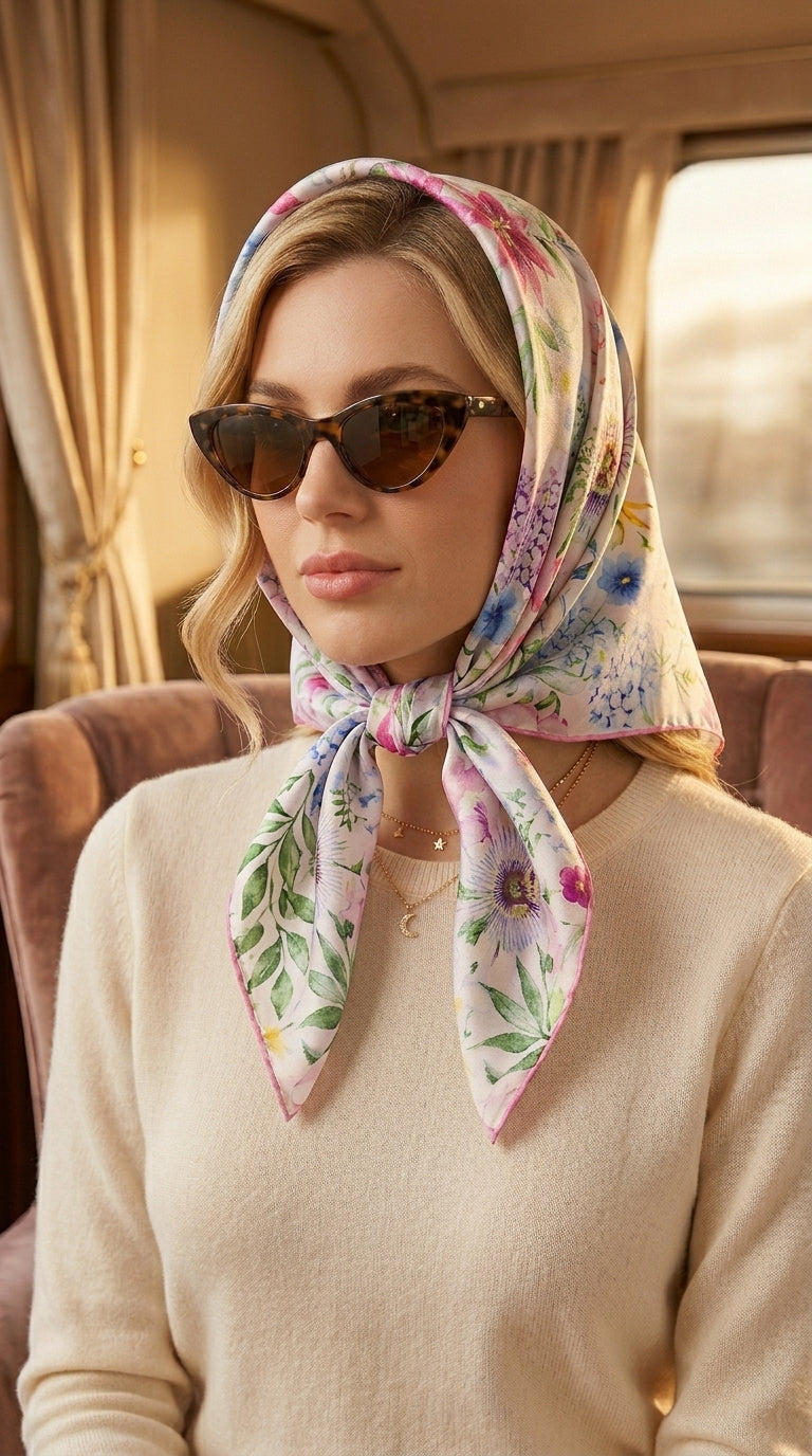 Pastel Bloom Garden Scarf 27in x 27in